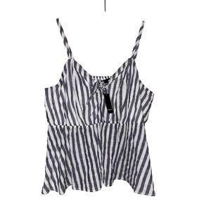 NWT Torrid 1X Striped Linen Blend Tie Front Cami Peplum Top Lightweight Summer